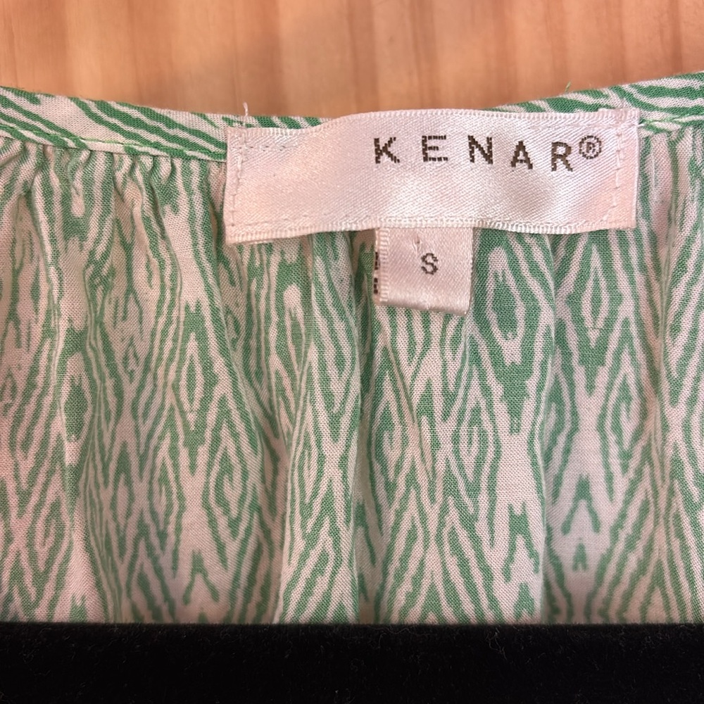 Kenar Small Green Diamond Patterned Elastic V-Neck Sleeveless Blouse SPRING - Picture 2 of 6